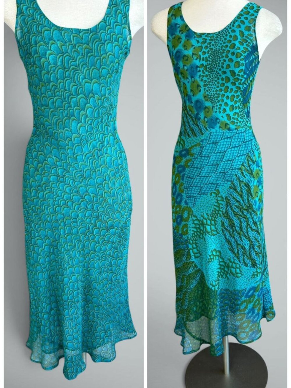 Chaudry Y2K Reversible Slip Dress in Blues and Green Size Small